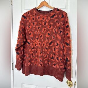ZARA Sweater Size Medium Relaxed Fit / Oversized Leopard Print Reddish Brown